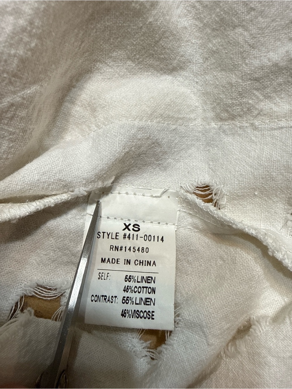 Eiffel Designs Distressed Linen Blend Utility Vest - Picture 5 of 9